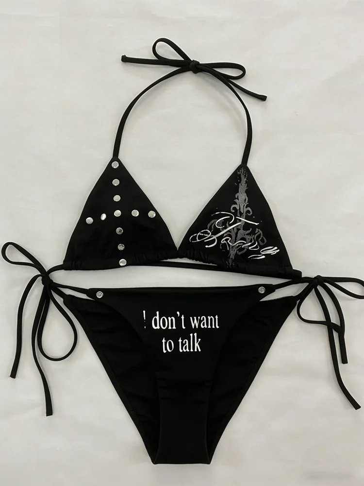 

Готический стиль, декор с принтом ивы, летняя женская одежда, милый, стильный, сексуальный комплект бикини, купальник, облегающий крой, ретро, стиль 2000-х, Y2K