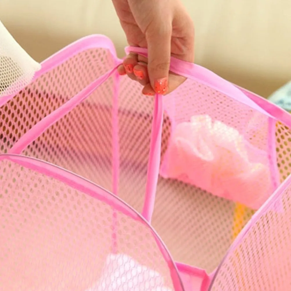 3Pcs Foldable Nylon Laundry Basket Mesh Design High Quality Space Saving Breathable Dirty Clothes Organizer for Bedroom Bathroom