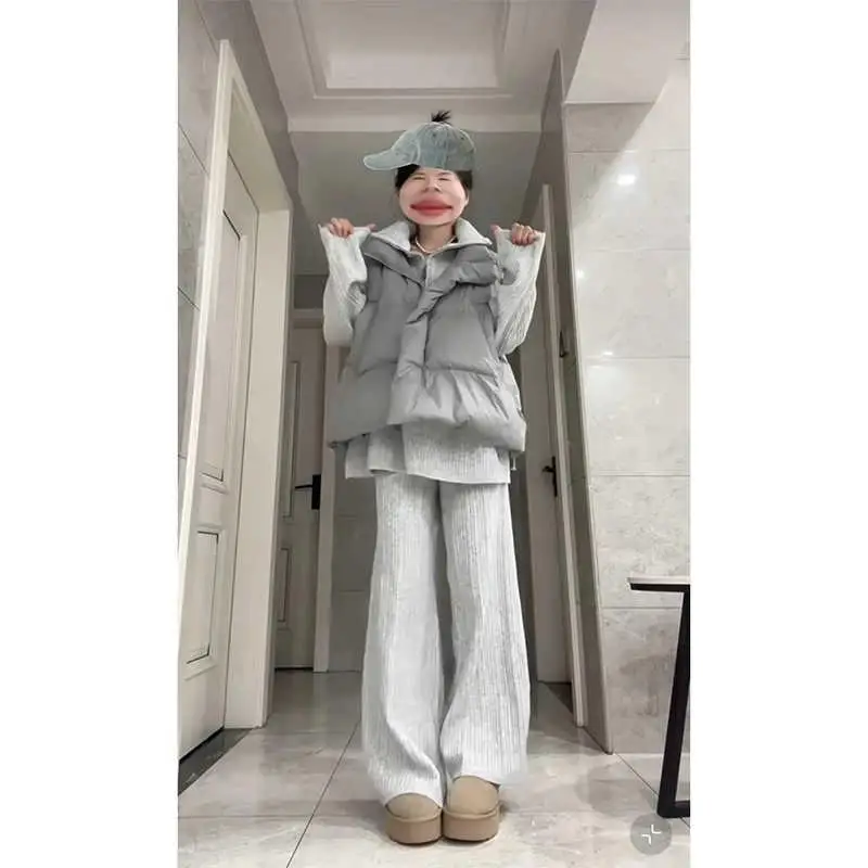 Fashionable Small Fragrance Style Korean System Women's New Cotton Vest Knitted Sweater Casual Pants Three Piece Set view 2