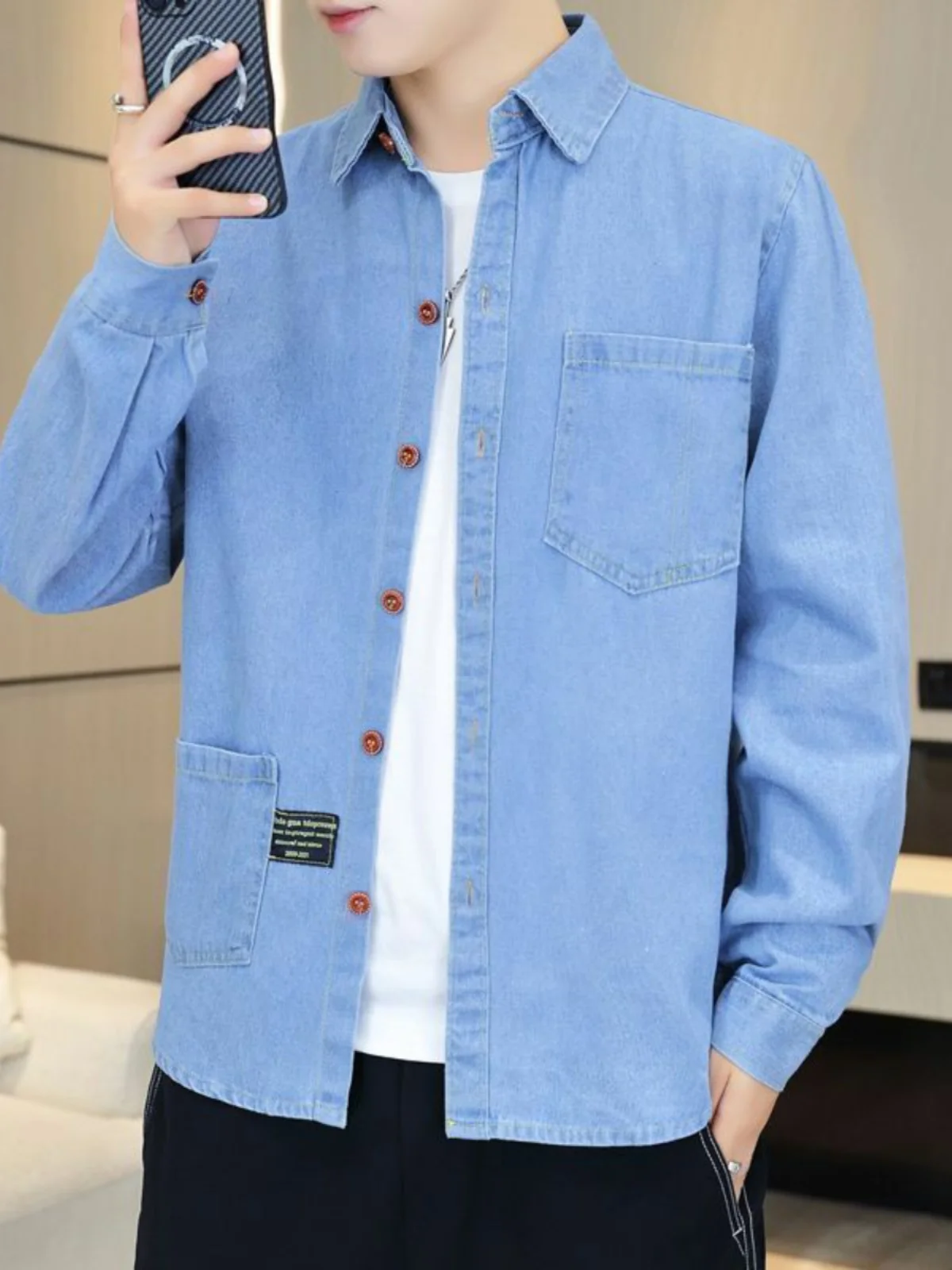 

Мужская повседневная джинсовая куртка свободного кроя для весны и осени, новая, длинная, рабочая, удобная, модная верхняя одежда