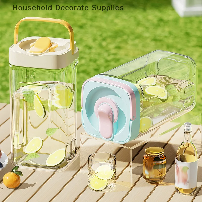 

2.5/3.5L Cold Water Kettle With Faucet Portable Plastic Drink Dispenser Refrigerator Fruit Tea Bucket Liquid Beverage Container