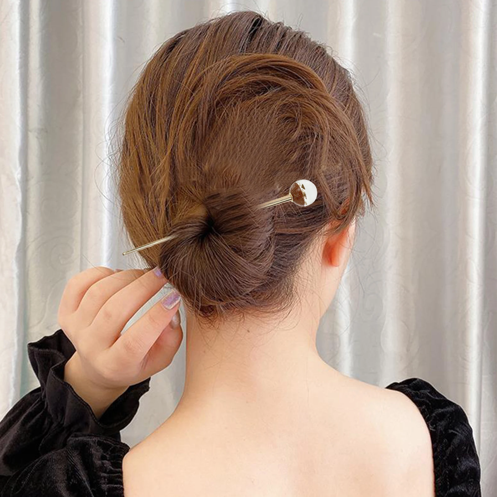 

3pcs Hair Stick Golden Foil Hairpin Pins for Wedding Hairstyles Buns Alloy Women Graceful Chopsticks French Twists Low Bun Hair