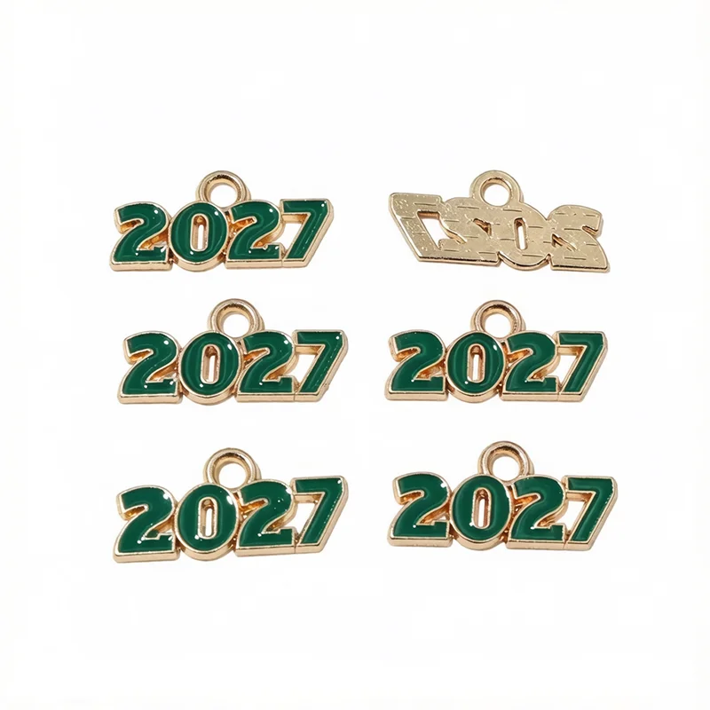 20pcs Enamel Year Number 2027 Charms Pendant 18x9mm DIY Jewelry Making Accessories Findings for Earrings Necklace Bracelet image 5