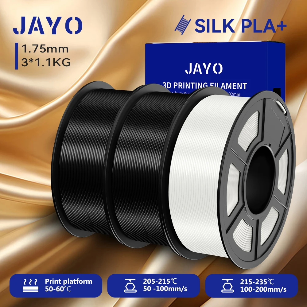 JAYO 3,3KG SILK PLA + Filament 1,75mm SILK PLA Plus Filament Glatte, seidig glänzende Oberfläche 3D-Filament geeignet für FDM-Drucker