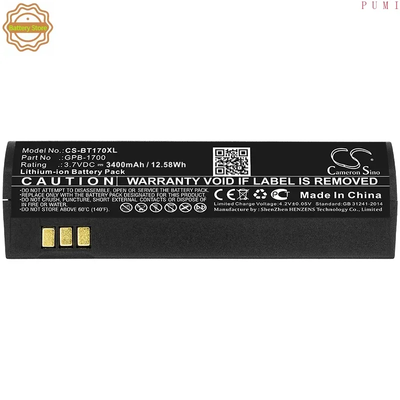 CS Replacement Battery for Globalstar GSP-1700 PN:GPB-1700 3400mAh / 12.58Wh