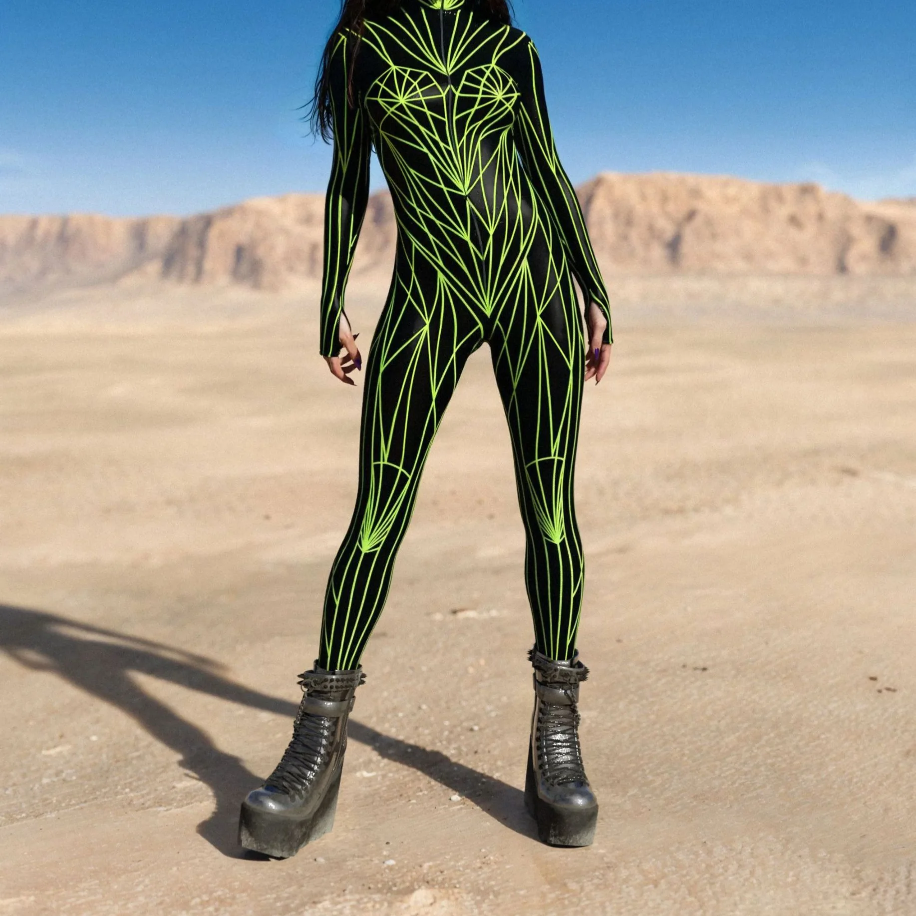 

Punk Robot Carnival Halloween Cosplay Bodysuit Zentai Suit Rave Cycling Catsuits Holiday Party Sexy Line Printed Jumpsuit 2026
