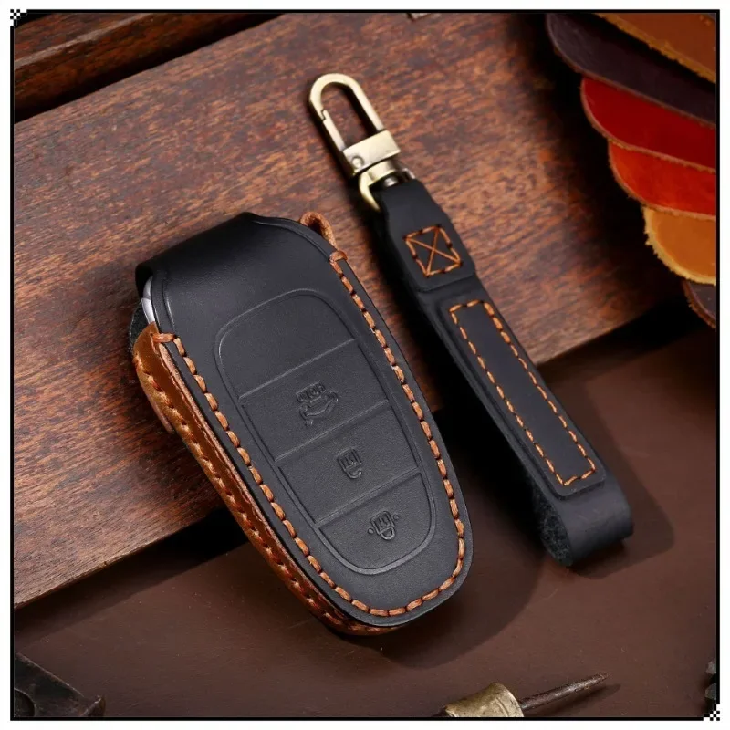 

Car Key Bag Suitable for Modern Special Leather Handmade Car Key Cover Cowhide Key Bag Keychain Car Supplies Cars Accessories