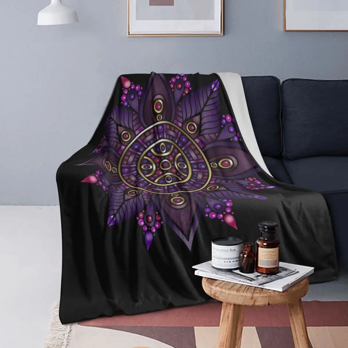 

Mandala Yoga Flower Bohemia Meditation Nature Blanket Soft Warm Flannel Throw Blanket Cover for Bed Living room Picnic Home