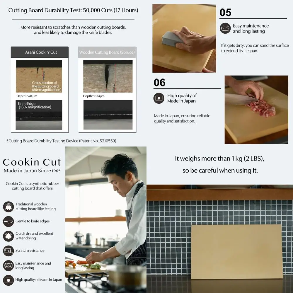

Japanese Asahi NE05101 Cookin' Cut Rubber Cutting Board, Home Kitchen, 15x8.3x0.5 (38x21x1.3cm)