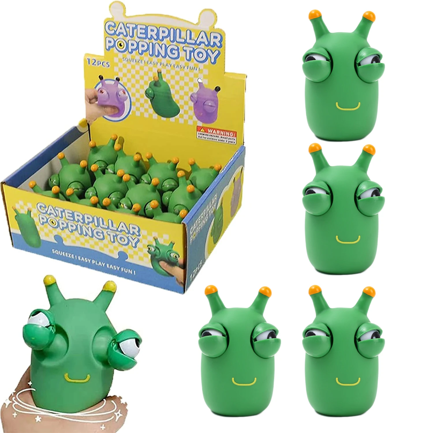 1/3pcs lustige Graswurm Prise Spielzeug Neuheit Eye Popping Wurm Squeeze Spielzeug Squeeze Green Eye Bouncing Wurm Spielzeug 3D Gras Wurm Spielzeug