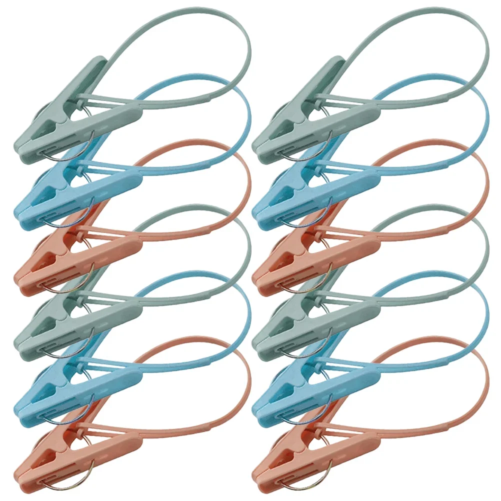 

12 Pcs Anti-slip Drying Lanyard Clothesline with Clip Multipurpose Clothespins Clips Washing Sock Laundry Windproof Socks