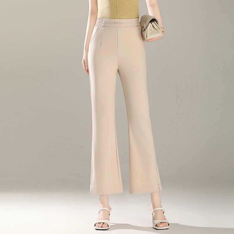 

Женские брюки-клеш Bla с высокой талией, летние, 2025, новые, из тонкого хлопка и льна, повседневные, свободного кроя, укороченные, расклешенные