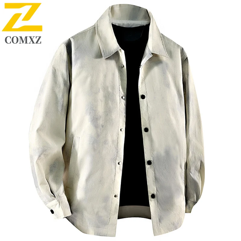 

COMXZ Premium Leather Jacket Mens Luxury Elegant Turndown Collar Travel Coat Fashion Loose Scratch Resistant Autumn Outerwear​
