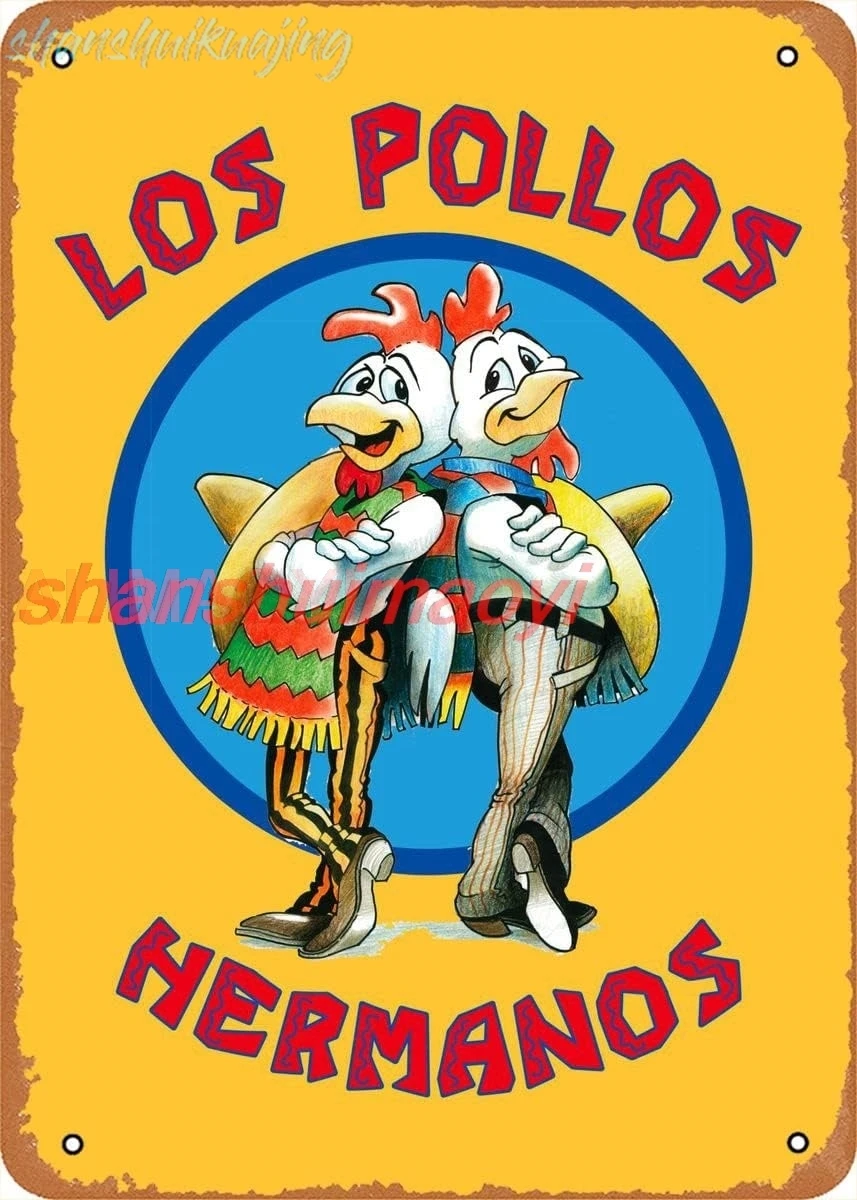 Movie Poster Retro Metal Sign Los Pollos Hermanos Inspiration Text Art Wall Art Decor Tin Sign-8X12Inch FGDD sign