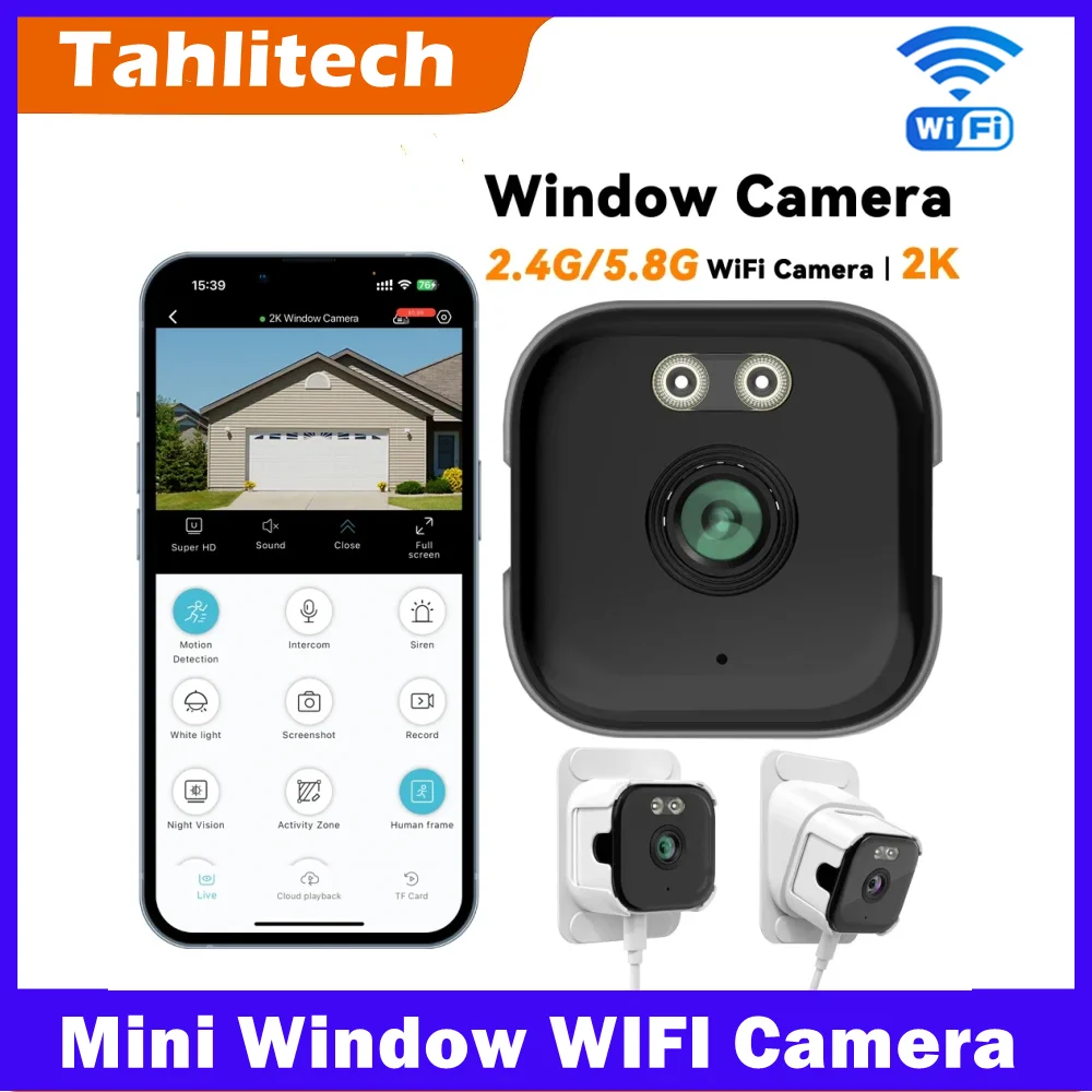 2K QHD Smart Camera with AI Human Detection Full Color Night Vision 2.4G/5.8G WiFi, 24/7 Recording Two-Way Audio