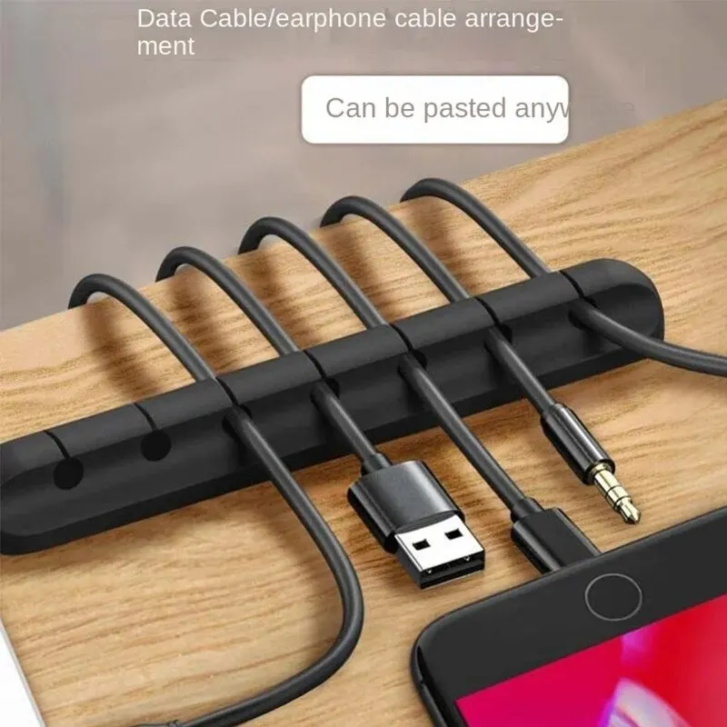 Administrador de Cable de alimentación autoadhesivo, enchufe de portabrocas fijo, Cable de ratón, enrollador de auriculares, tarjeta de Cable de datos de teléfono móvil, escritorio de silicona