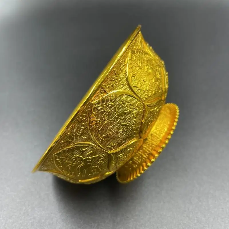 Alloy Gold Bowl Treasure Basin for Wealth and Fortune, Home Wedding Decoration, Collectible Craft