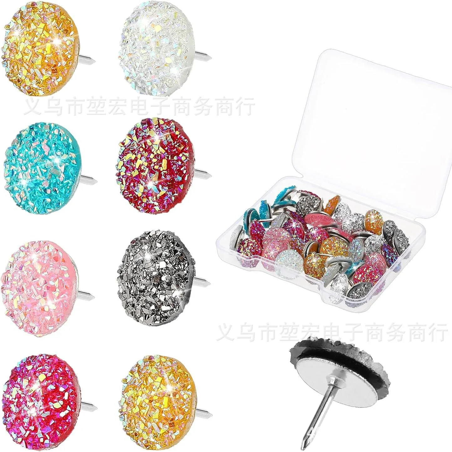 30 Uds. De chinchetas decorativas de cabeza plana ostentosas para tablero de corcho, tablón de anuncios, accesorios para manualidades DIY