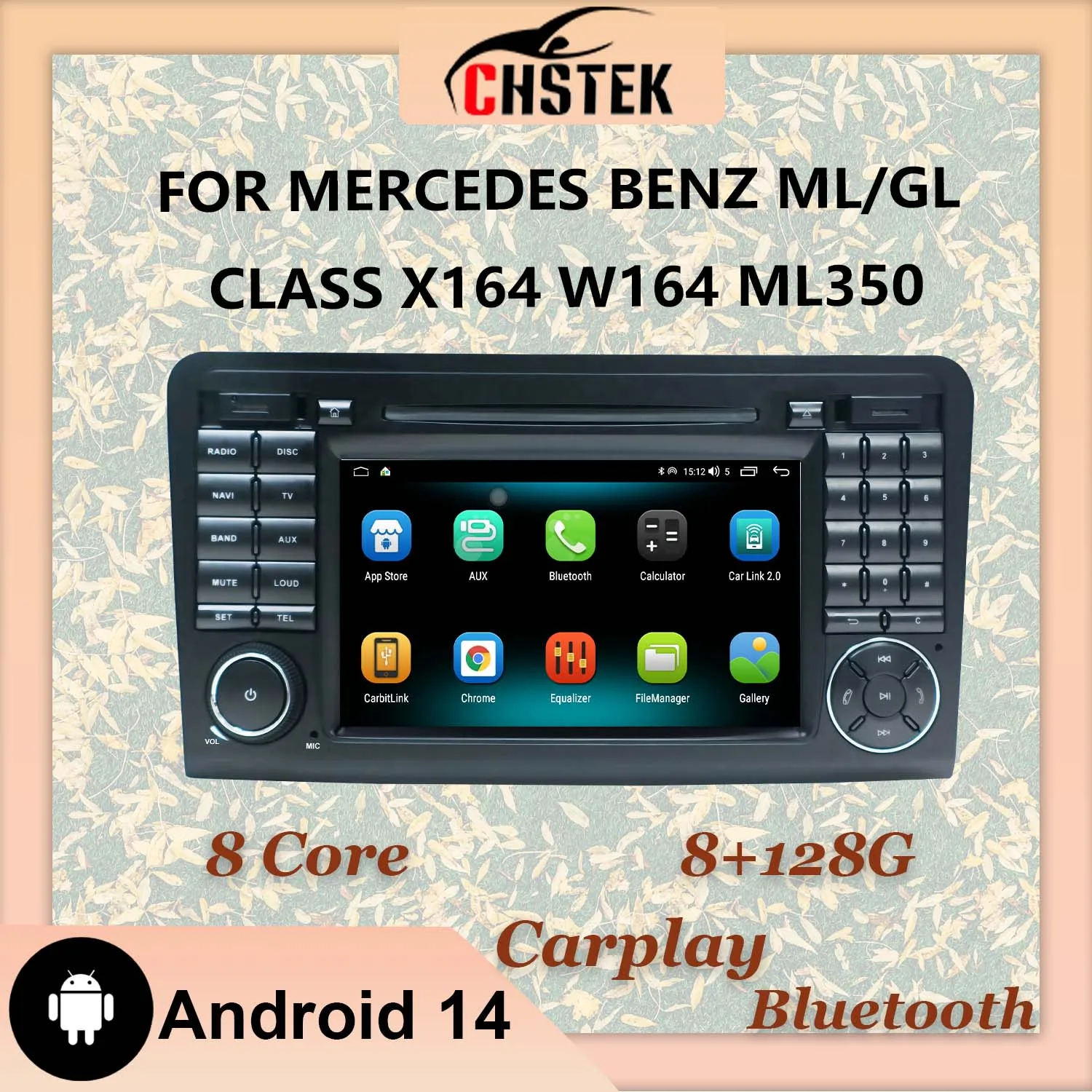 Car Carplay Android 14 For Mercedes Benz W164 X164 ML ML350 ML300 ML280 GL GL500 GL350 CHSTEK Multimedia GPS WIFI Bluetooth Auto