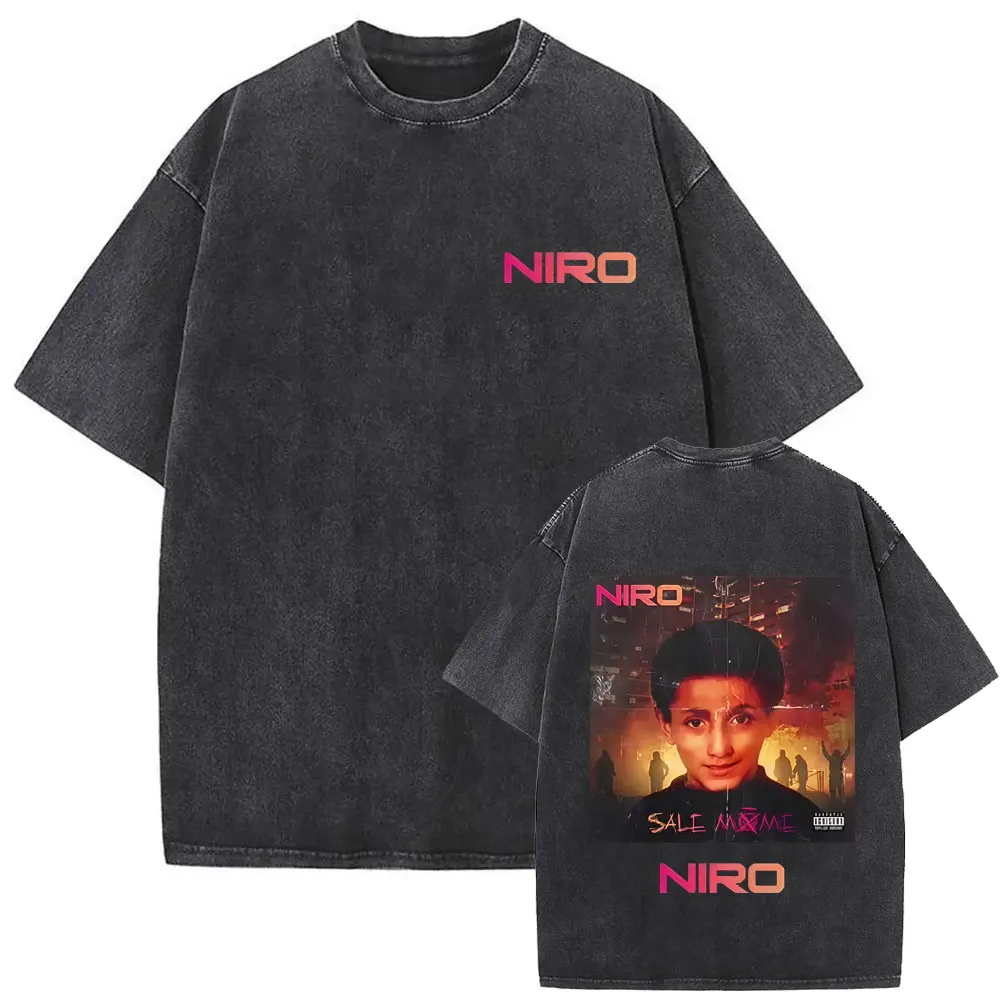 

Rapper Niro Sale Môme Album Double Sided Print Wasehd T-shirt Men Women Fashion Oversized Streetwear Male Vintage Casual Tshirt