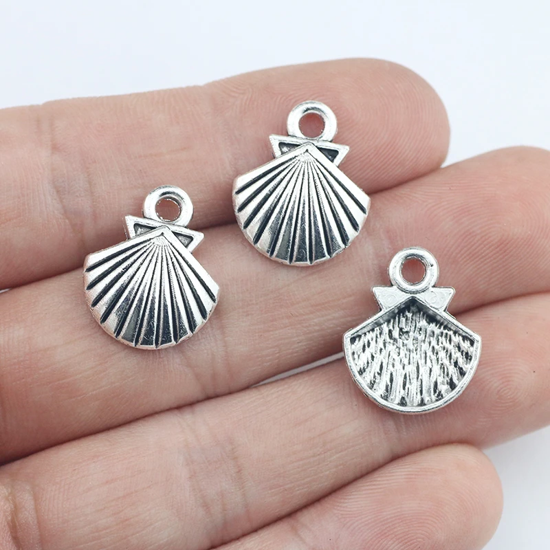 Newest 20Pcs 19*16mm Antique Silver Color Sea Shell Charms Necklace Earrings Cute Pendant For DIY Jewelry Making Wholesale