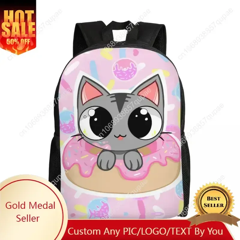 Custom Cute Creative Cat Backpack Women Men Casual Bookbag for College School Bags