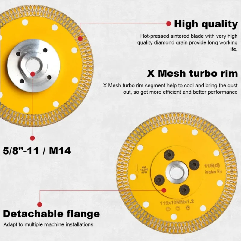 105/115mm/125mm M14 Interface Diamond Saw Blade For Tile, Artificial Stone, Marble, Granite Grooving Cutting Angle Grinder