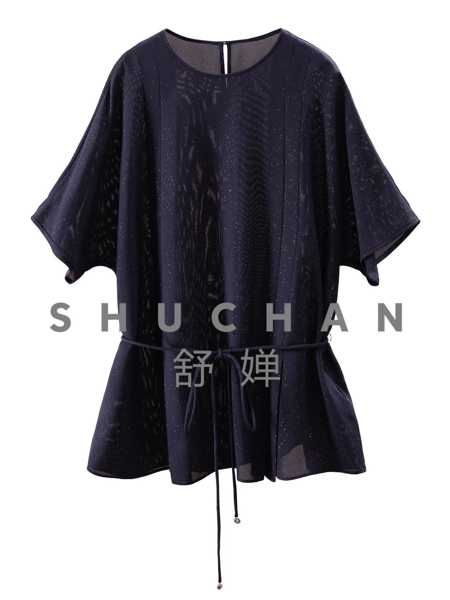 Blouse Women Ancient Yarn, Sprinkling Gold Natural Silk Bat Sleeve Shirt Women Blusas De Verano Mujer 2026