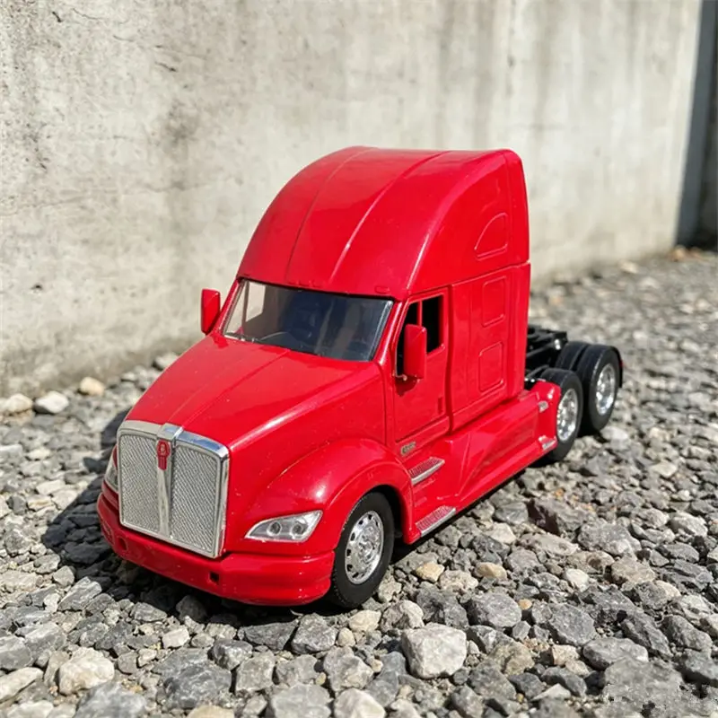 Modelo de camión tractor de aleación 1/32, semirremolque, camión de transporte de contenedores de metal de alta resistencia, modelo de coche de juguete, regalo.
