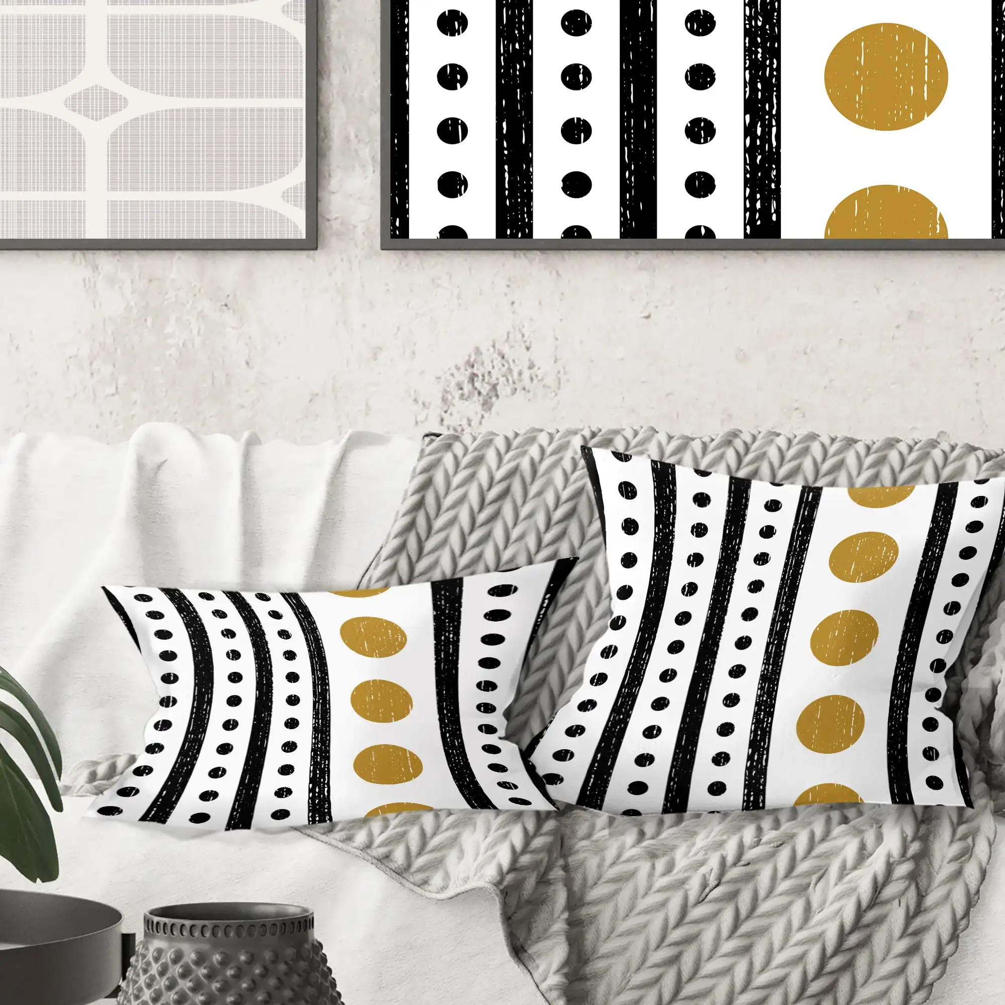 

Retro Geometrical Abstract Minimal Pattern VII' Mid-Century Modern Throw Pillow - 18x18