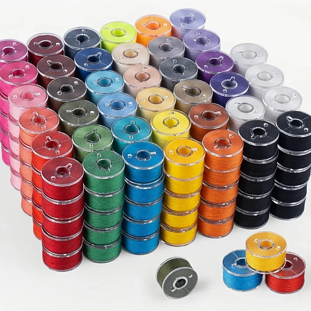 30/50pcs Sewing Thread Spools, Size A Class 15 Pre-Wound Bobbins, Polyester Thread 36 Random Colors, for Various Sewing Machines