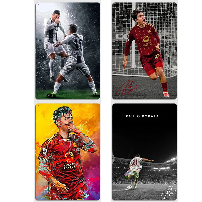 Cristiano Ronaldo and Paulo Dybala Retro Posters Metal Sign Poster Football Club Bar Bedroom Wall Home Decor Room Decoration