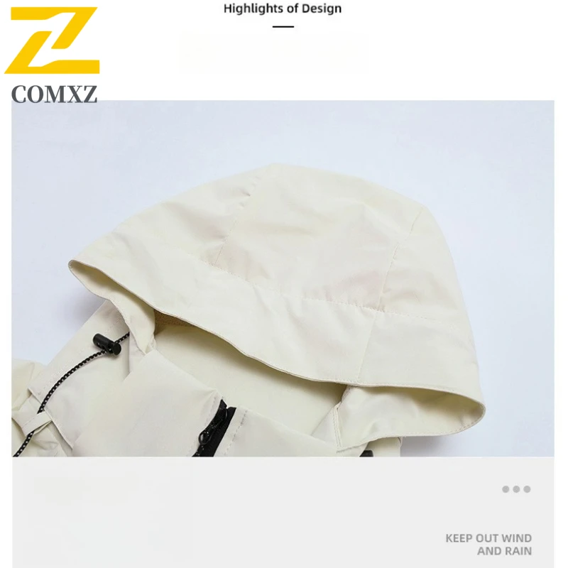 Autumn Camping Jacket Men's Casual Fashion Bike Splicing Waterproof Windproof Windbreaker Men Mountain Hunting Work Hooded Coats