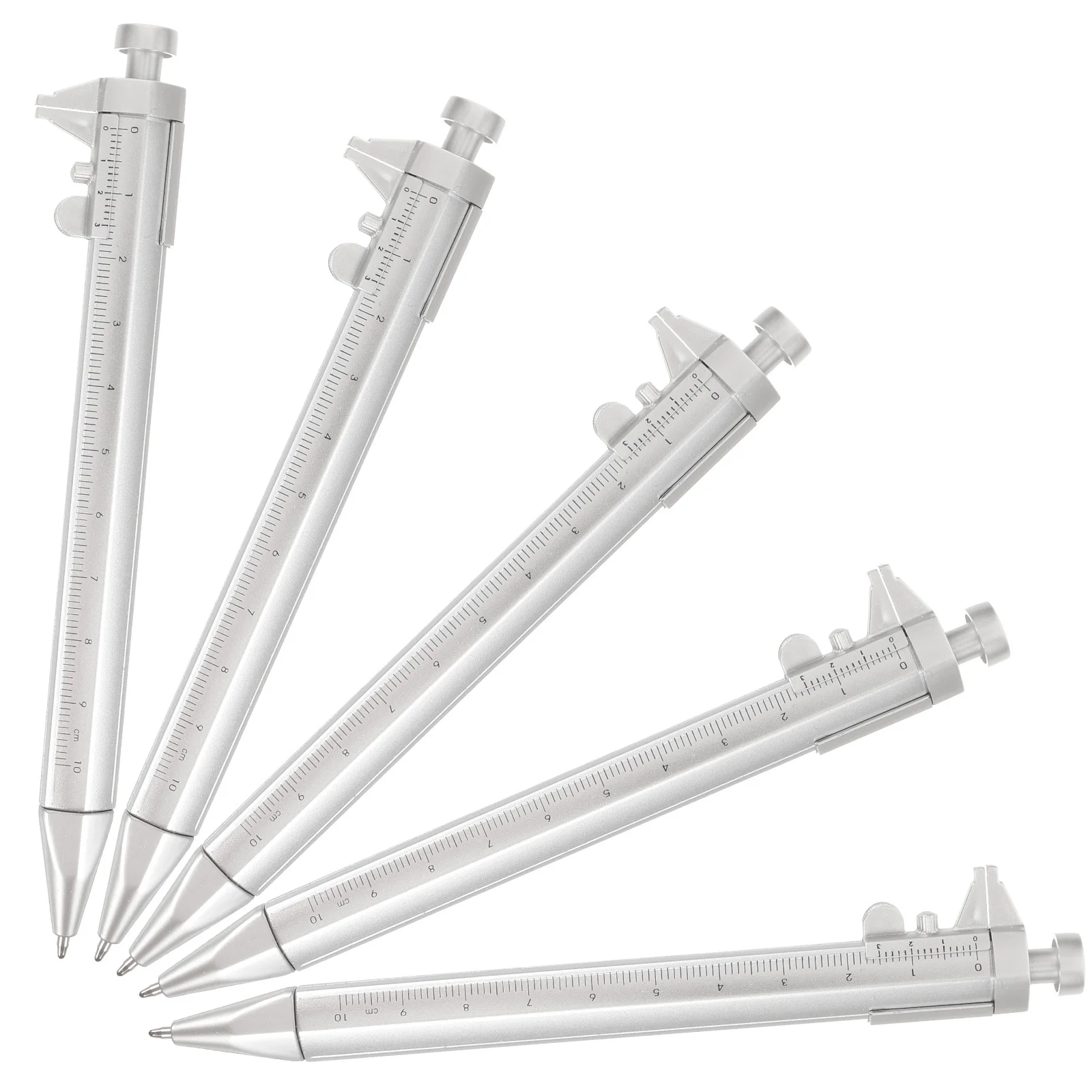 5Pcs Caliper Ballpoint Pen 10Cm Measuring Scale Ruler Tool for Drafting Writing Notetaking Strong Metal