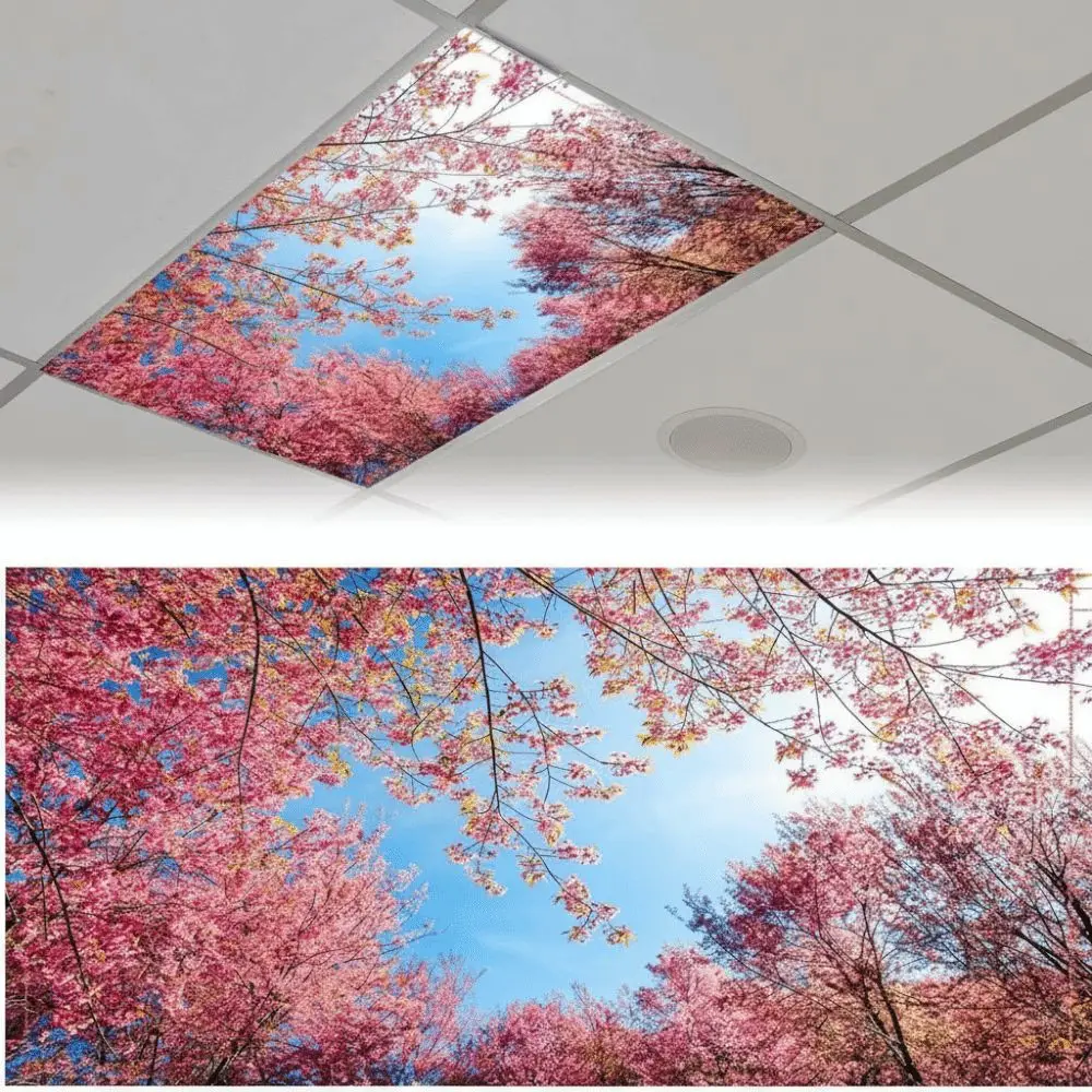 120*60cm Lampshade 15 Styles with 10 Magnetic Buckles Fluorescent Light Covers Anti-glare Forest Fabric Lampshade Hospital