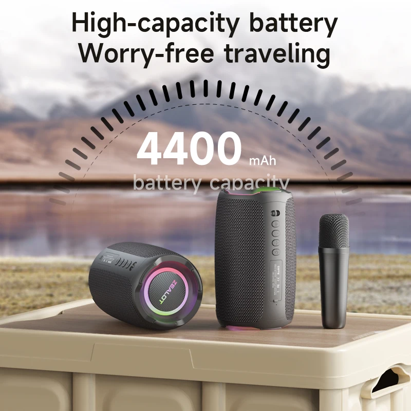 zealot_S61 Karaoke Machine Portable Bluetooth Speaker with 1-2 Wireless Microphones Bluetooth 5.3 Home Family Singing Gifts