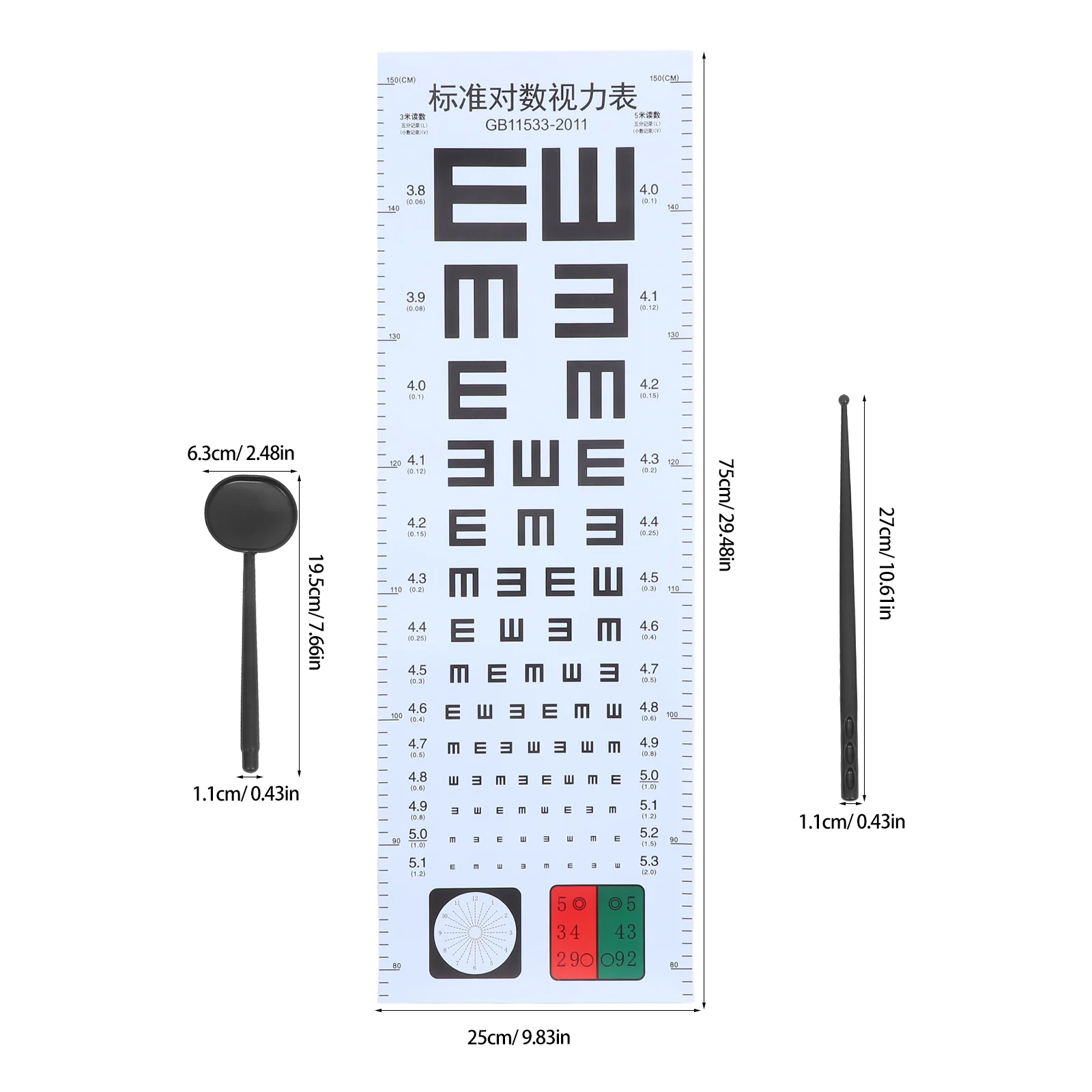 Vision Testing Tools Eye Chart Wall School 3 Piece Set Optometry Equipment Pp Visual Child