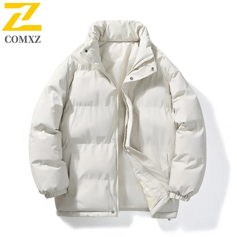COMXZ Men Padding Coat Solid Color Stand Collar Outdoor Riding Lightweight Coat Travel Collar Cold Protection Winter Garment