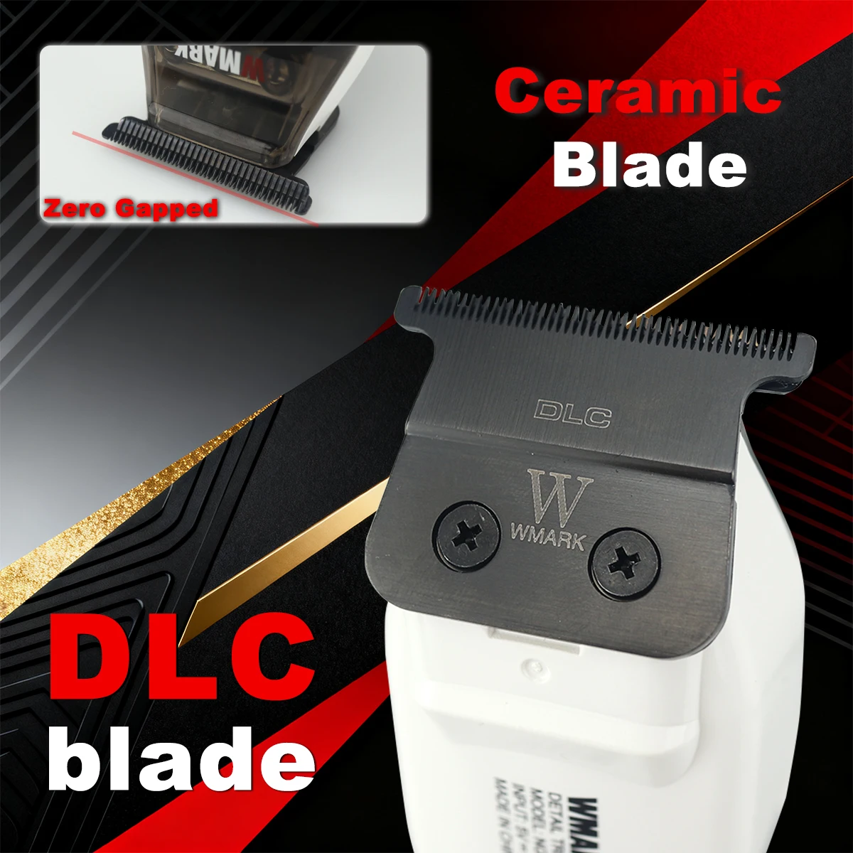 WMARK NG-8204 Professional Hair Trimmer for Men DLC Blade Blade Zero Gapped 8000RPM with Wireless Base Charger Finishing Machine
