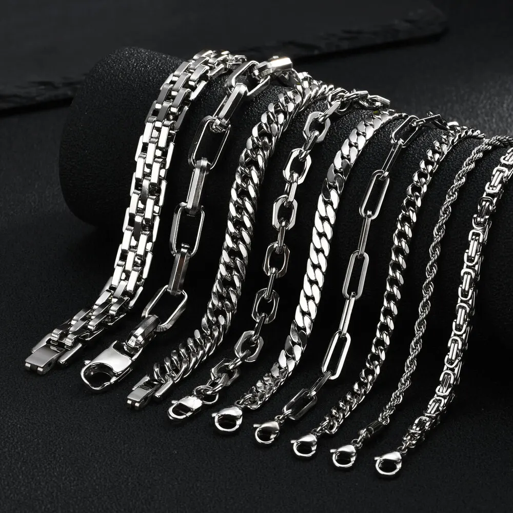 Punk Silver Color Men's Chain Bracelet, Hip Hop Style