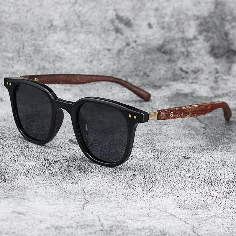 New Men Vintage Wooden Frame Sunglasses Classic Brand Square Sun Glasses Coating Lens Driving Eyewear for Women Male