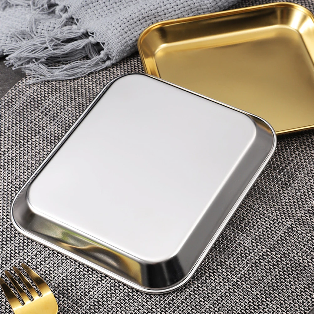 

Stainless Steel Plates Dinner Plate Food Tray Fruit Barbecue High Quality Anti Rust Easy Clean Suitable Family Restaurant