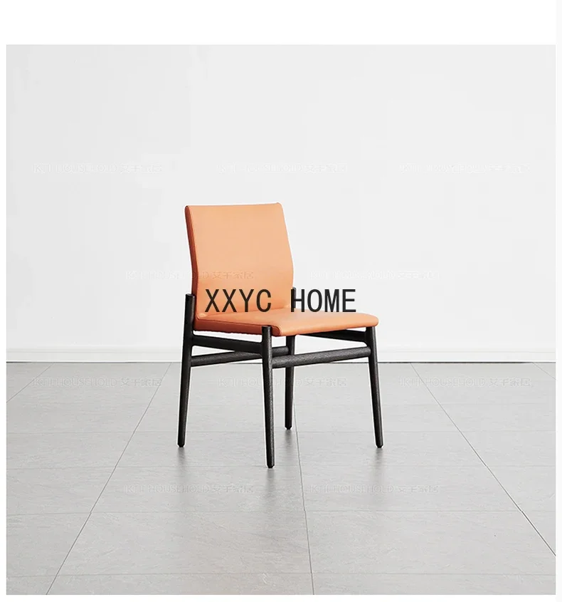 Кожаный обеденный стул из цельного дерева, современное минималистское кресло, мягкая сумка из белого воска, кофейный стул, стул для столовой