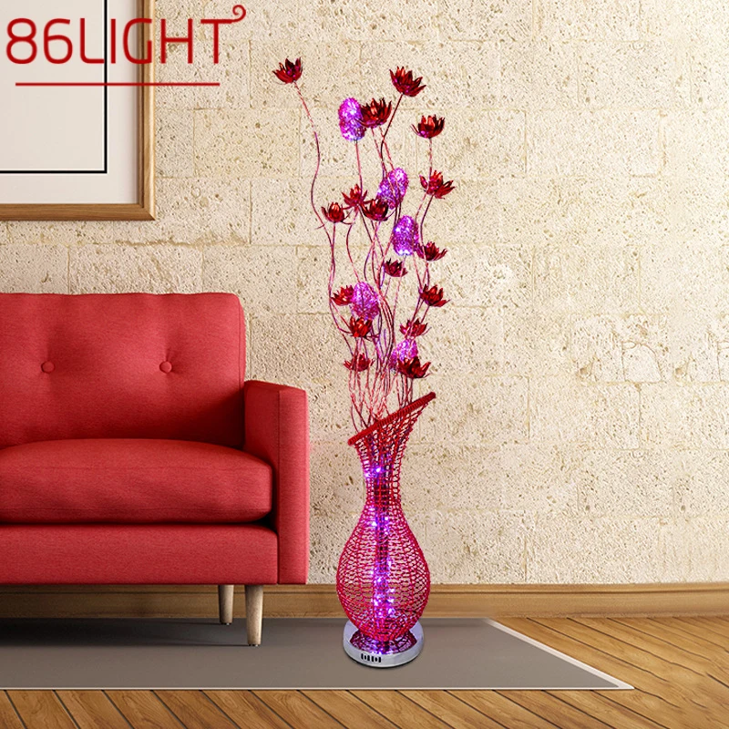 

86LIGHT Nordic Floor Lamp Modern Art Red Flower Living Room Sofa Bedroom Hotel LED Originality Decorative Standing Light