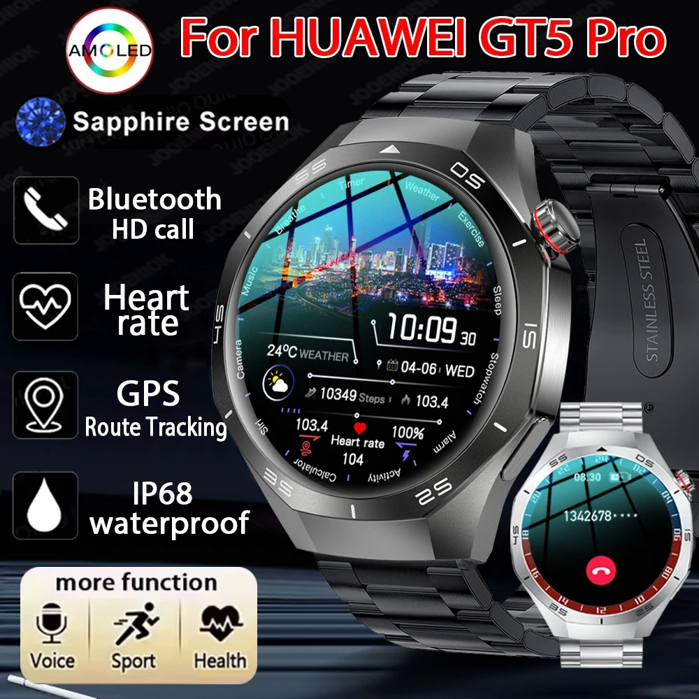 

ChiBear New Smart Watch Men GT5 PRO 360*360 HD Display Heart Rate Custom Dial Sport Fitness Tracker Bluetooth Call Smartwatch