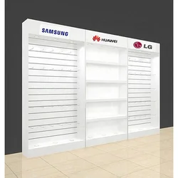 custom,Wooden Display Showcase Mobile Phone Accessories Cabinet with Hooks Cellphone Accessories Store Display Shelf Stand with
