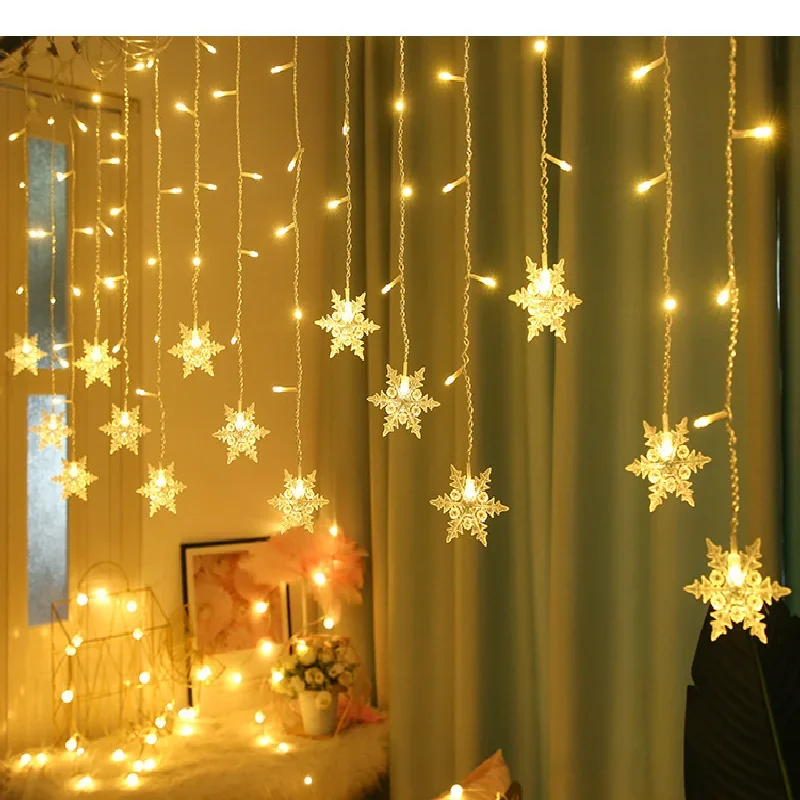 

LED Curtain Snowflake String Lights Wave Lighting Party Holiday Christmas New Year's Indoor and Outdoor Decoration