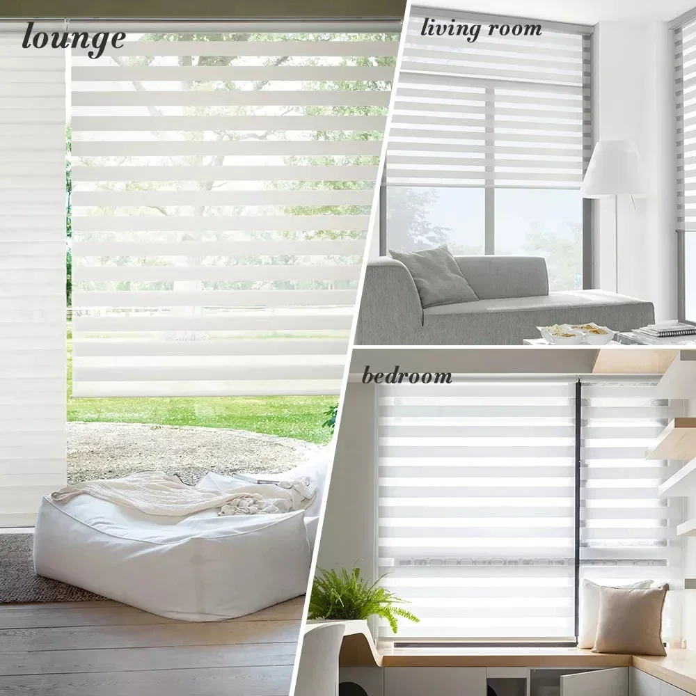 

DIHIN HOME Motorized Double Layer Zebra Blinds High Quality Roller Blinds Window Shades Cut To Sizes