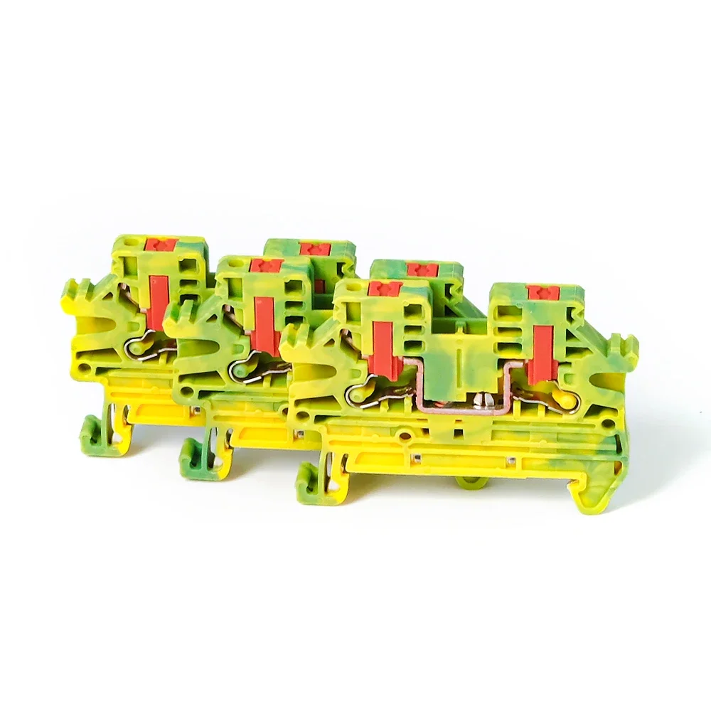 5Pcs PTV 2.5-PE Ground Terminal Block Push-in Side-Entry Cable Wiring Connector Conductor 2.5mm² DIN Rail PTV2.5-PE