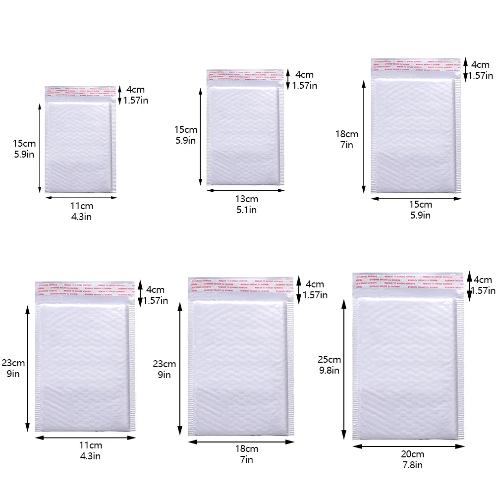 Imagem -06 - Poli Bolha Mailers Self Seal Padded Gift Bolsa Embalagem Envelope Bags Livro Pacote de Envio Branco 50 Pcs